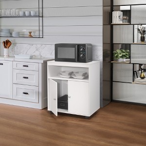 Kings Brand Furniture Vericombe Microwave Kitchen Cart, 2-Door Accent Storage Cabinet - 1 of 4