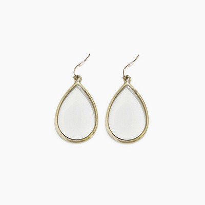 sanctuaire Dainty Stained Glass Tear Drop Earrings Antique Gold