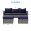 Sonkuki 3-Seater Patio Sofa Set Brown/Gray Rattan with Ottomans - 3 of 4