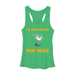 Women's Design By Humans I'm Here For The Free Boos Funny Halloween Ghost Shirt By Galvanized Racerback Tank Top - 1 of 3