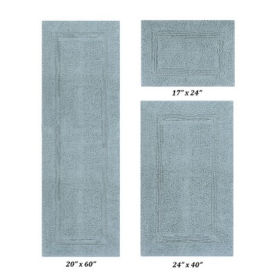 Lux Premium 100% Cotton  Ultra-Soft Tufted Solid Reversible 3 Piece Bath Rug Set, Water-Absorbent, Durable, Machine Washable Bathroom Rug