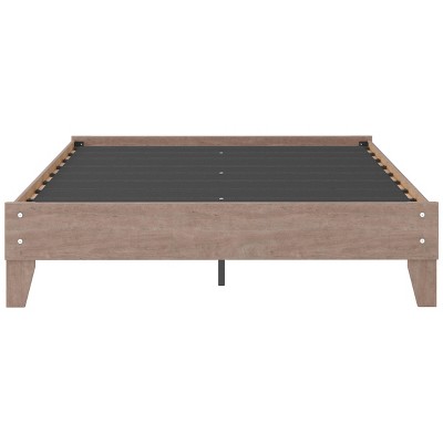 Contemporary Queen Platform Bed with Warm Gray Finish
