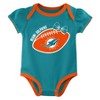 NFL Miami Dolphins Girls' White 3pk Bodysuit - 4 of 4