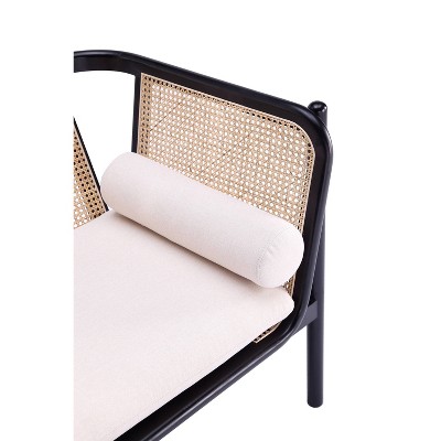 Versailles Barrel Accent Chair in Black & Cream with Rattan Back