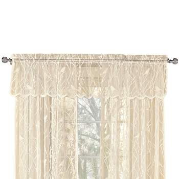 Collections Etc Lace Window Valance 56-inch x 12-inch with Songbirds & Branches