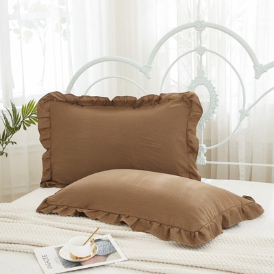 Reversible Pillow Cover – Soft Shabby Chic Ruffled Pillowcases, Wrinkle Resistant, Envelope Closure, Queen/King/Body