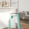 Merrick Lane Backless Metal Dining Stool with Wooden Seat for Indoor Use - image 3 of 3