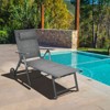Tangkula 2 PCS Patio Chaise Lounge Chair Outdoor Reclining Chair w/Neck Pillow & Wheels Gray - 3 of 4