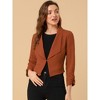 INSPIRE CHIC Women's Regular Fit Notched Lapel Ruched Sleeve Business Crop Blazer - 2 of 4