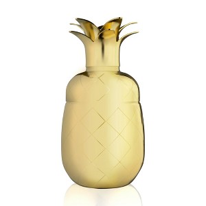 Viski Pacific Pineapple Cocktail Shaker – Tropical Themed Cocktail Shaker for Tiki Drinks – Stainless Steel with Gold Finish - Set of 1 - 1 of 4