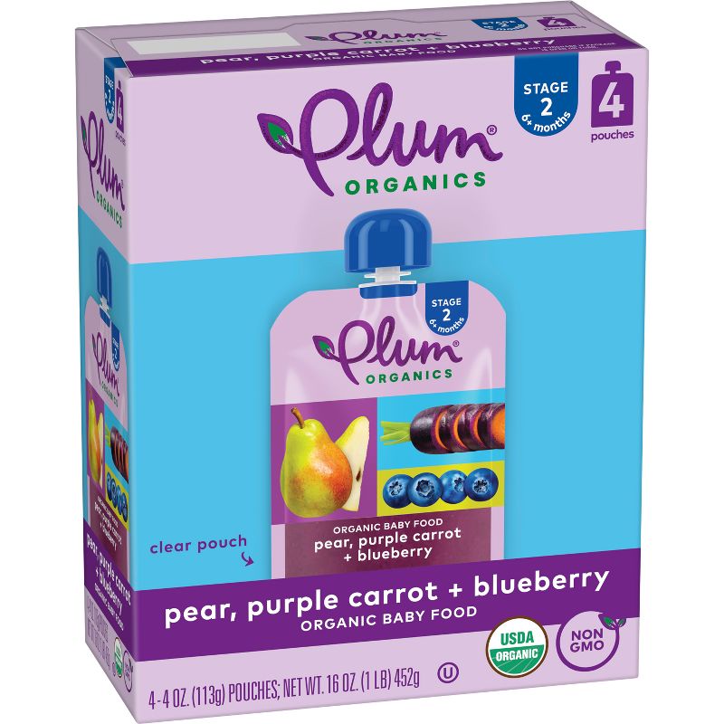 Plum Organics Pear Purple Carrot & Blueberry Baby Food Pouch - (Select Count), 4 of 12