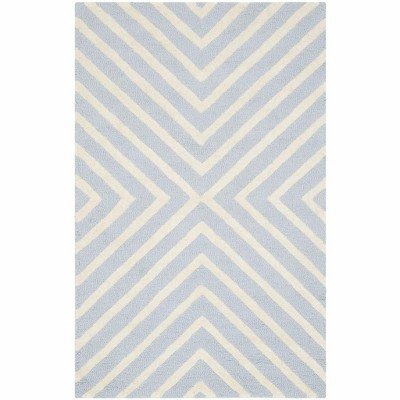 Light Blue and Ivory Hand-Tufted Wool Area Rug, 3' x 5'