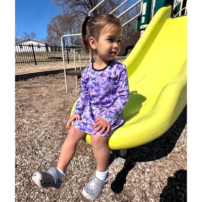 The Pink Picket Fence Suzie Dino Dress for Girls – Long Sleeve Play Dress – Hand-Painted Dinosaur Print