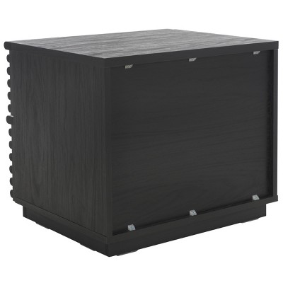 Averi Black 2-Drawer Slatted Wood Nightstand