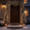Artificial Christmas 3-Piece Set Wreath and 2 Entrance Trees with LED Lights in White+Green, Premium PVC with Metal Stand, 4 ft Height - 3 of 4