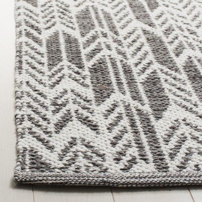 Charcoal and Ivory Cotton Blend 3' x 5' Handmade Area Rug