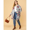 Agnes Orinda Women's Plus Size Lightweight Open Front Knit Floral Cardigans - 3 of 4