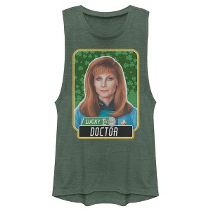 Juniors Womens Star Trek: The Next Generation St. Patrick's Day Lucky Doctor Beverly Crusher Festival Muscle Tee - 1 of 4