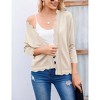 Womens Lightweight Sweater Cardigan 3/4 Sleeve Open Front Cardigan Birdeye Knit Wavy Trim Cardigan Breathable Soft Sweater - 4 of 4