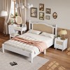 KTMBDW 3 Pieces Bedroom Set with Full/Queen Size Wooden Bed Frame, 1 Vintage Nightstand and 1 Makeup Vanity Set with Stool, White - 2 of 4