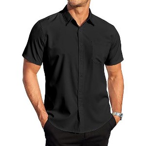 COOFANDY Mens Casual Dress Shirt Short Sleeve Wrinkle Free Dress Shirt Business Casual Shirts - 1 of 4