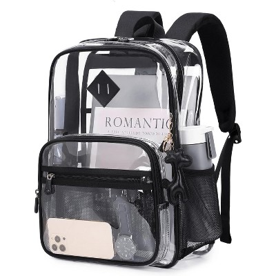 Clear Backpack Heavy Duty – Transparent School Bag with Wide Shoulder Straps, Stadium Approved See Through Plastic Backpack for Sports & Concerts