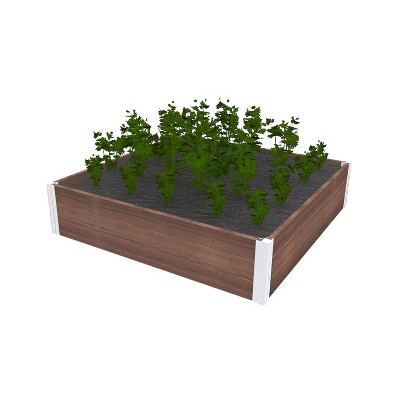 Vita 48"x48" Urbana Square Garden Bed Espresso: Vinyl Raised Planter, UV & Weather-Resistant