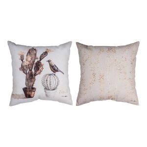 Garden Decor Accent Pillow SUCCULENTS AND BIRD – 18 Inch CLIMAWEAVE by Manual Woodworkers and Weavers - 1 of 3