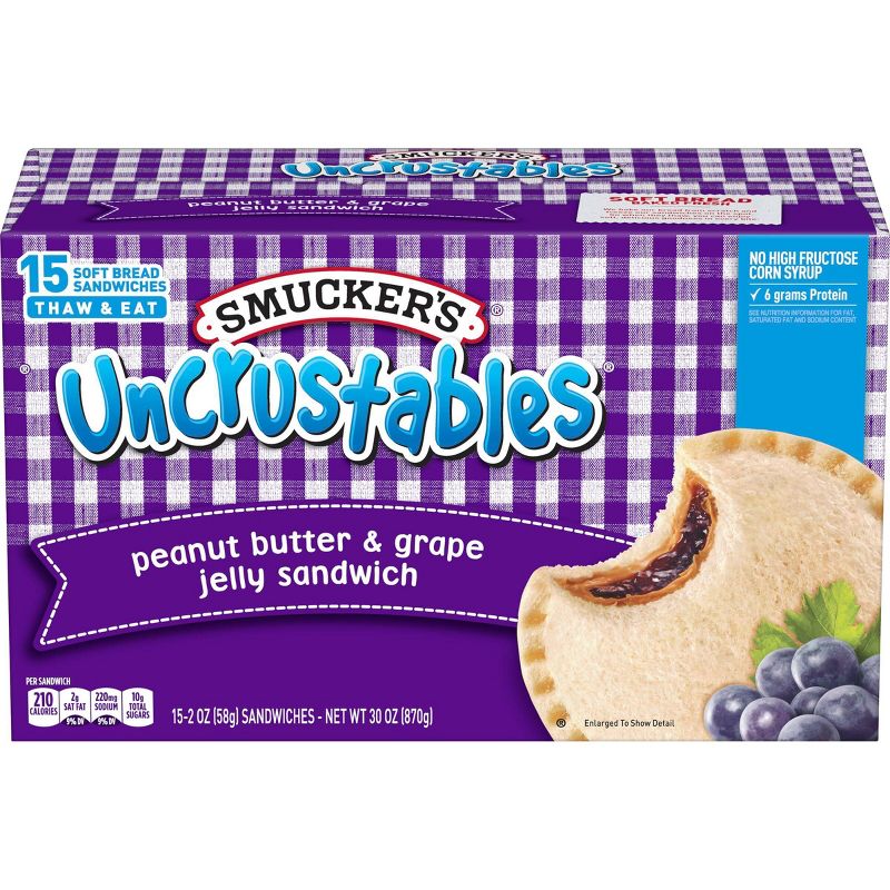 Smucker's Uncrustables Frozen Peanut Butter & Grape Jelly Sandwich, 1 of 9