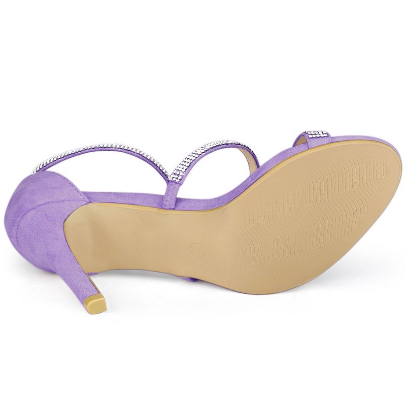 Allegra K Women's Strappy Rhinestone Heel Sandals, 5 of 7