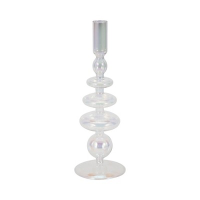 Glass Taper Candle Holder - Elegant Modern Boho Glass Candle Stand for Home, Office, Bedroom, or Living Room
