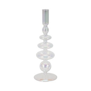 Glass Taper Candle Holder - Elegant Modern Boho Glass Candle Stand for Home, Office, Bedroom, or Living Room - 1 of 4