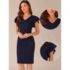 Allegra K Women's Ruffle Sleeve V Neck Ruched Front Elegant Work Sheath Dress - 2 of 4
