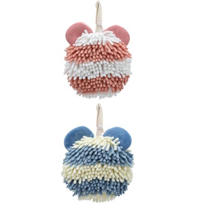 REGALWOVEN Cute Bear Shape Chenille Soft Absorbent Hand Towels 2 Pcs