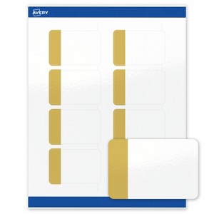 Avery Printable Rectangle Labels, Gold-Dipped Edge, 2" x 3", Glossy White Rectangle Labels, Permanent, Laser/Inkjet, 80ct, Great for Product Labels - 1 of 4