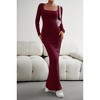 BLUEMING Women's Square Neck Long Sleeve Knit Maxi Dress Knit Bodycon Long Dress - 3 of 4