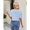 Womens Cropped Cardigan Tie Front Short Sleeve V Neck Tops Ribbed Knit Sweater Cardigan Open Front Cardigan Tie Front Soft Tops - 2 of 4