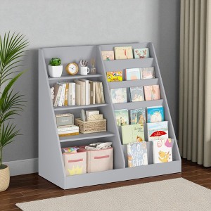 Mshliw Kids Bookshelf and Toy Storage Organizer, 4-Tier Wooden Bookcase Display Stand for Nursery, Playroom, or Kids Bedroom - 1 of 4