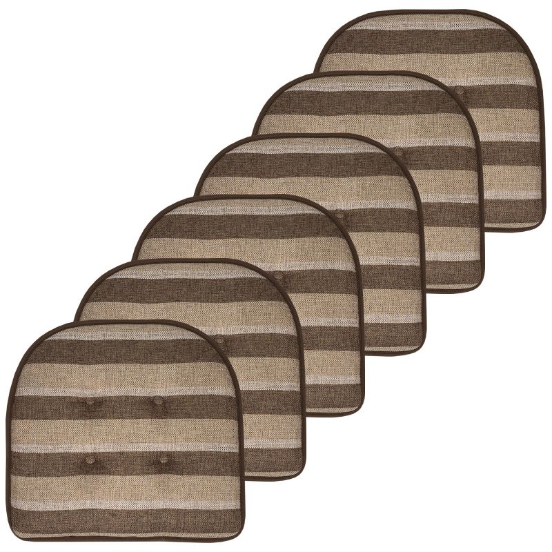 Bradford Striped U Shaped Memory Foam 17" x 16" Chair Cushion by Sweet Home Collection™, 1 of 7