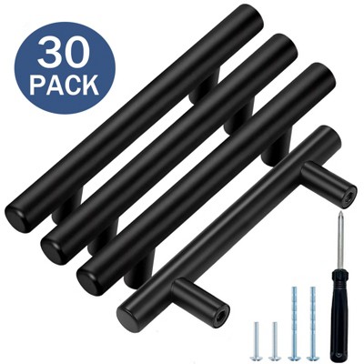 3-in,76mm Center to Center Black Iron Rectangular Handle Drawer Pulls,30 Pack