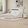 3 Pieces Bedroom Sets, Queen Size Floating Platform Bed with LED Light and High Gloss Finish,  2 Nightstands with 2 Drawers, White-ModernLuxe - 2 of 4