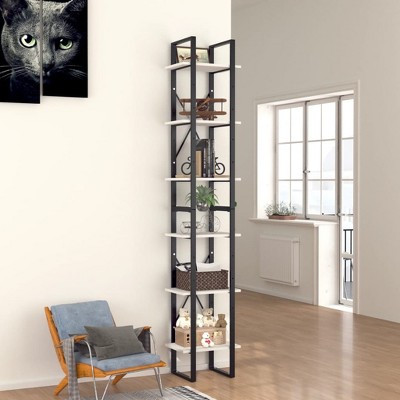 vidaXL 6-Tier Book Cabinet White 15.7 in.x11.8 in.x82.7 in. Engineered Wood