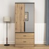 TiramisuBest Modern Minimalist Style Multi-functional Wooden Wardrobe - With Mirrored Door and Drawers - Natural Wood MDF Design - 3 of 4