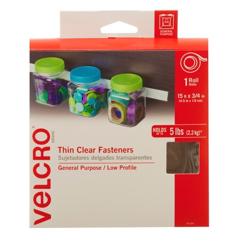 Velcro : Sticky-Back Hook & Loop Fastener Roll, 15, Clear -:- Sold as 2  Packs of - 1 - / - Total of 2 Each