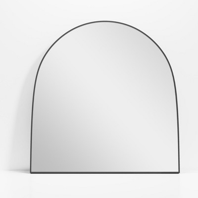 Aluminum Straight-Edge Arch Wall Mirror - Black 75x70x4cm