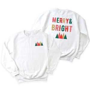 Simply Sage Market Women's Graphic Sweatshirt Merry and Bright Mountains Front and Back - 1 of 4