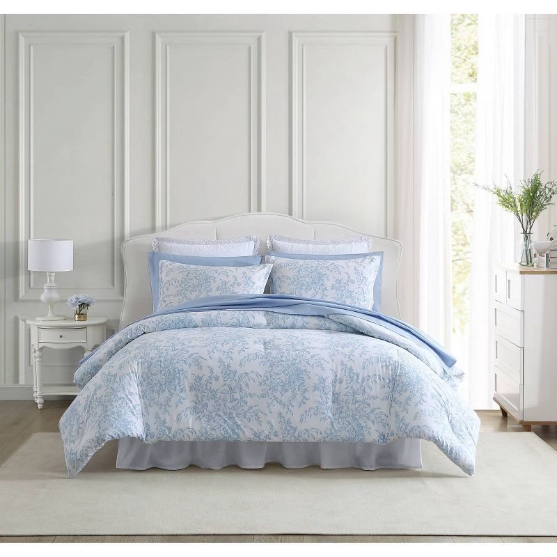 Laura Ashley 3pc King Bedford Comforter Bedding Set Blue, 2 of 9
