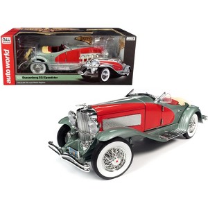 1935 Duesenberg SSJ Speedster Green Metallic with Enamel Red Coves 1/18 Diecast Model Car by Auto World - 1 of 4