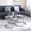 NicBex Coffee Tables for Living Room 16.54" High Hexagon Coffee Table with Tempered Glass Top and Steel Frame for Bedroom, Silver - 4 of 4