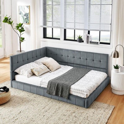 Streamdale Full Size Velvet Upholstered Daybed with Armrest